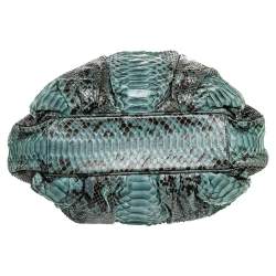 Zagliani Black/Green Python Puffy Tote