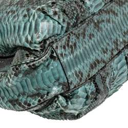Zagliani Black/Green Python Puffy Tote