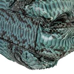 Zagliani Black/Green Python Puffy Tote