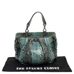 Zagliani Black/Green Python Puffy Tote