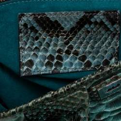 Zagliani Black/Green Python Puffy Tote