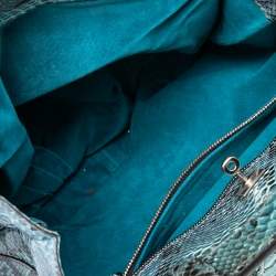 Zagliani Black/Green Python Puffy Tote