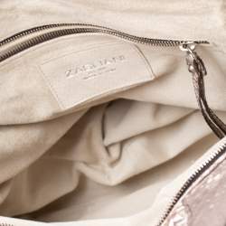 Zagliani Metallic Rose Gold Python Leather Satchel
