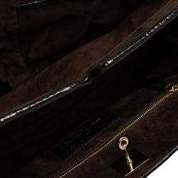 Zagliani Black Python Puffy Hobo