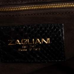 Zagliani Black Python Puffy Hobo