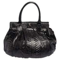 Zagliani Black Python Puffy Hobo