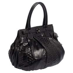 Zagliani Black Python Puffy Hobo