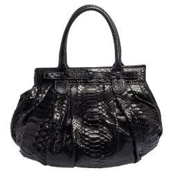 Zagliani Black Python Puffy Hobo