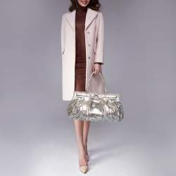 Zagliani Metallic Silver/Gold Python Puffy Satchel