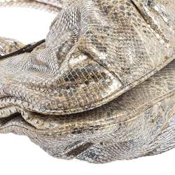Zagliani Metallic Silver/Gold Python Puffy Satchel