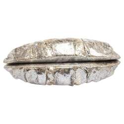 Zagliani Metallic Silver/Gold Python Puffy Satchel