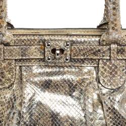 Zagliani Metallic Silver/Gold Python Puffy Satchel