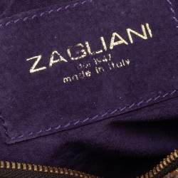 Zagliani Metallic Gold Python Top Zip Tote