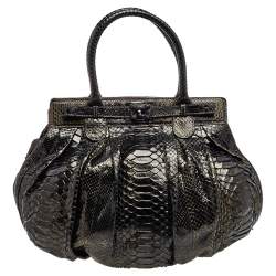 Zagliani Metallic Two Tone Python Puffy Hobo