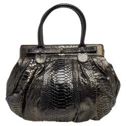 Zagliani Metallic Two Tone Python Puffy Hobo
