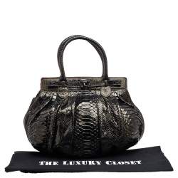 Zagliani Metallic Two Tone Python Puffy Hobo