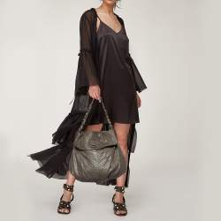 Zagliani Brown Python Leather Shoulder Bag