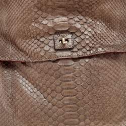 Zagliani Brown Python Leather Shoulder Bag