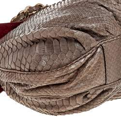 Zagliani Brown Python Leather Shoulder Bag