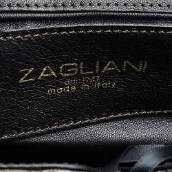 Zagliani Metallic Gunmetal Python Leather Clutch 