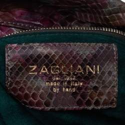 Pre Owned Zagliani Multicolor Python Leather Chain Hobo