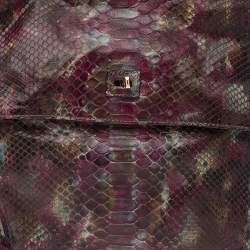 Pre Owned Zagliani Multicolor Python Leather Chain Hobo