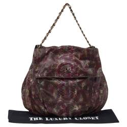 Pre Owned Zagliani Multicolor Python Leather Chain Hobo