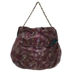 Pre Owned Zagliani Multicolor Python Leather Chain Hobo