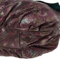 Pre Owned Zagliani Multicolor Python Leather Chain Hobo