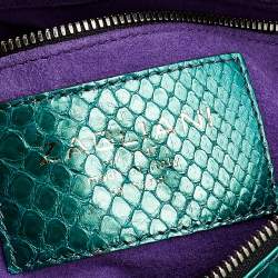 Zagliani Metallic Green Python Top Zip Tote