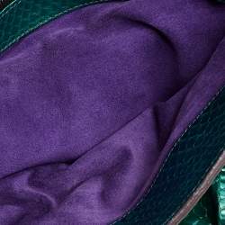 Zagliani Metallic Green Python Top Zip Tote