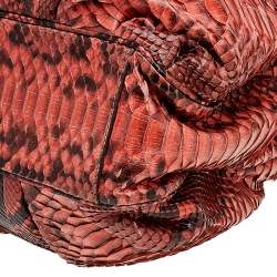 Zagliani Orange Python Top Zip Tote
