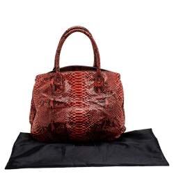 Zagliani Orange Python Top Zip Tote