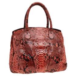 Zagliani Orange Python Top Zip Tote