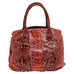 Zagliani Orange Python Top Zip Tote