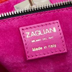 Zagliani Red Python Puffy Hobo