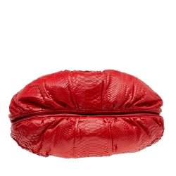 Zagliani Red Python Puffy Hobo