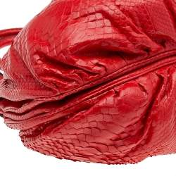 Zagliani Red Python Puffy Hobo