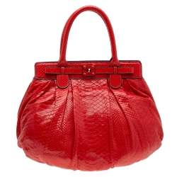 Zagliani Red Python Puffy Hobo