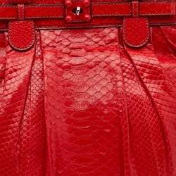 Zagliani Red Python Puffy Hobo
