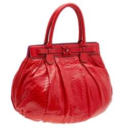 Zagliani Red Python Puffy Hobo