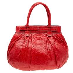 Zagliani Red Python Puffy Hobo