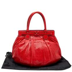 Zagliani Red Python Puffy Hobo