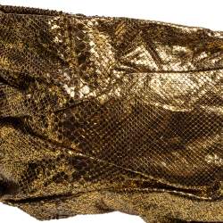 Zagliani Metallic Gold Python Oversized Clutch