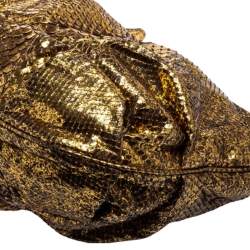 Zagliani Metallic Gold Python Oversized Clutch