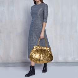 Zagliani Gold Python Puffy Hobo