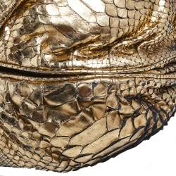 Zagliani Gold Python Puffy Hobo