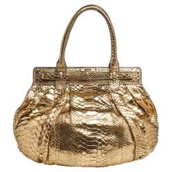 Zagliani Gold Python Puffy Hobo