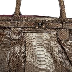 Zagliani Metallic Grey Python Puffy Hobo