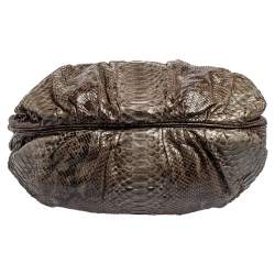 Zagliani Metallic Grey Python Puffy Hobo